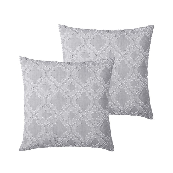 Tahari Home 26" x 26 " White/Grey Baxter Clip Ogee Decorative Euro